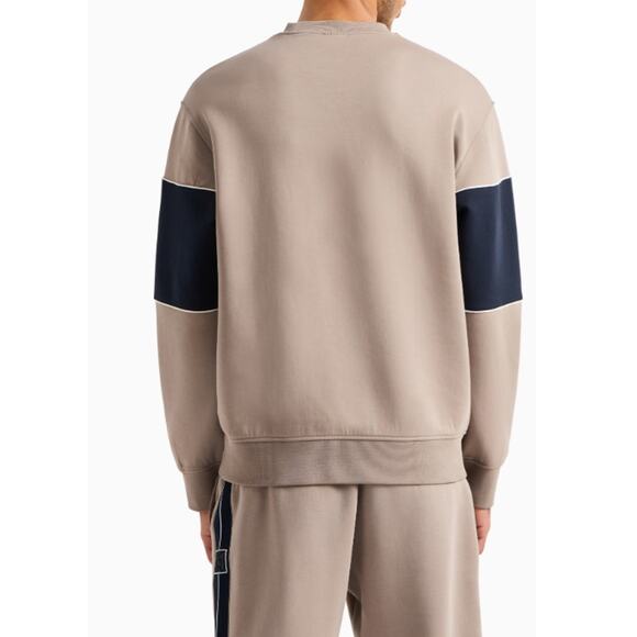 Armani Exchange Beige Crewneck Stretch Contrasting Band Sweatshirt Size XXL - Picture 2 of 11